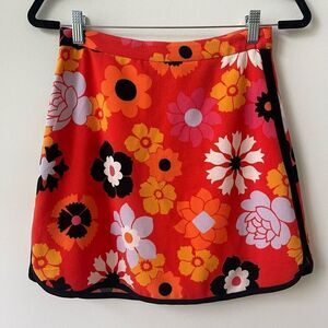 Victoria Beckham X Target Women's Floral Print Orange Mini Skirt Size XS